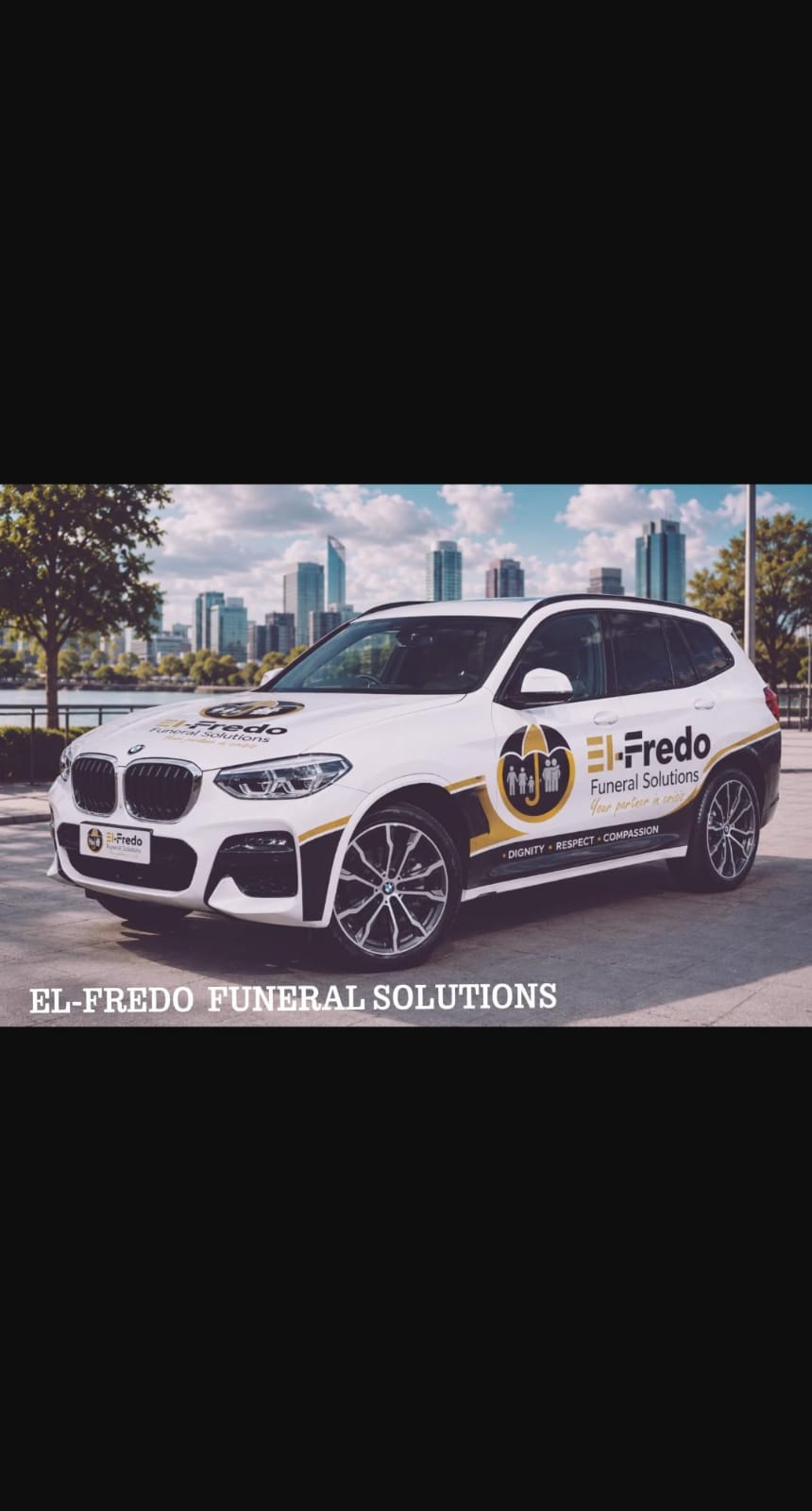 Branded El-Fredo Funeral Solutions vehicle